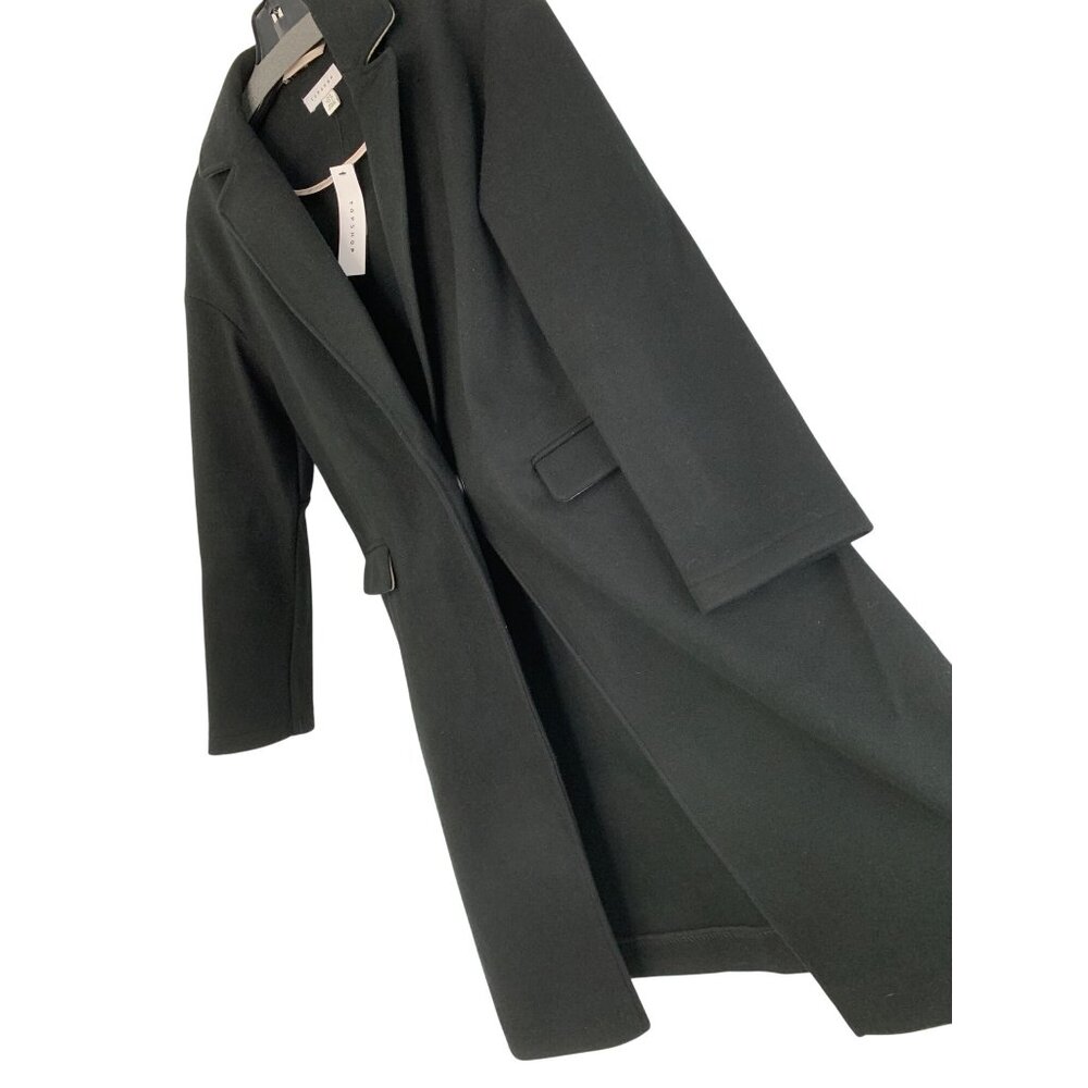 Topshop Womens Black Midweight Overcoat Size US 4 Wool Blend NWT Drop 8708